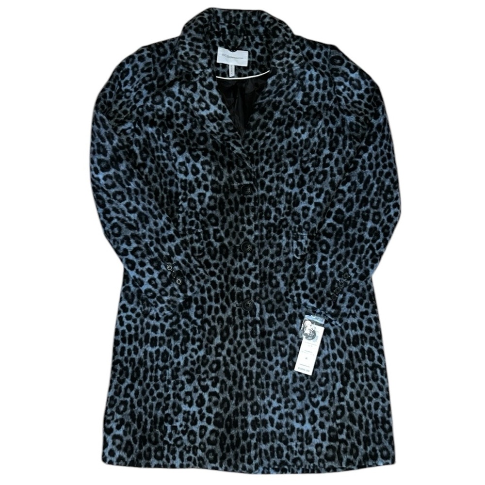 BCBGeneration Blue Leopard Wool Coat